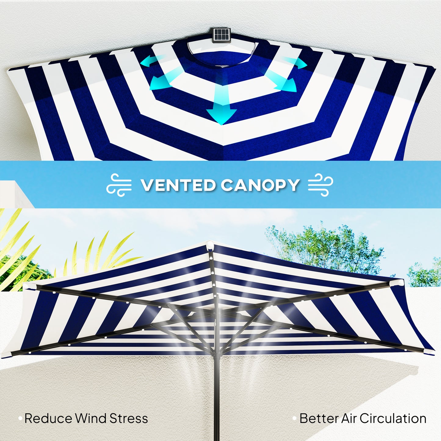 UPF 30+ Small Balcony Umbrella,Half Umbrella Outdoor Patio Umbrella,Vented Half Patio Umbrella with Crank Ribs, Porch Umbrella
