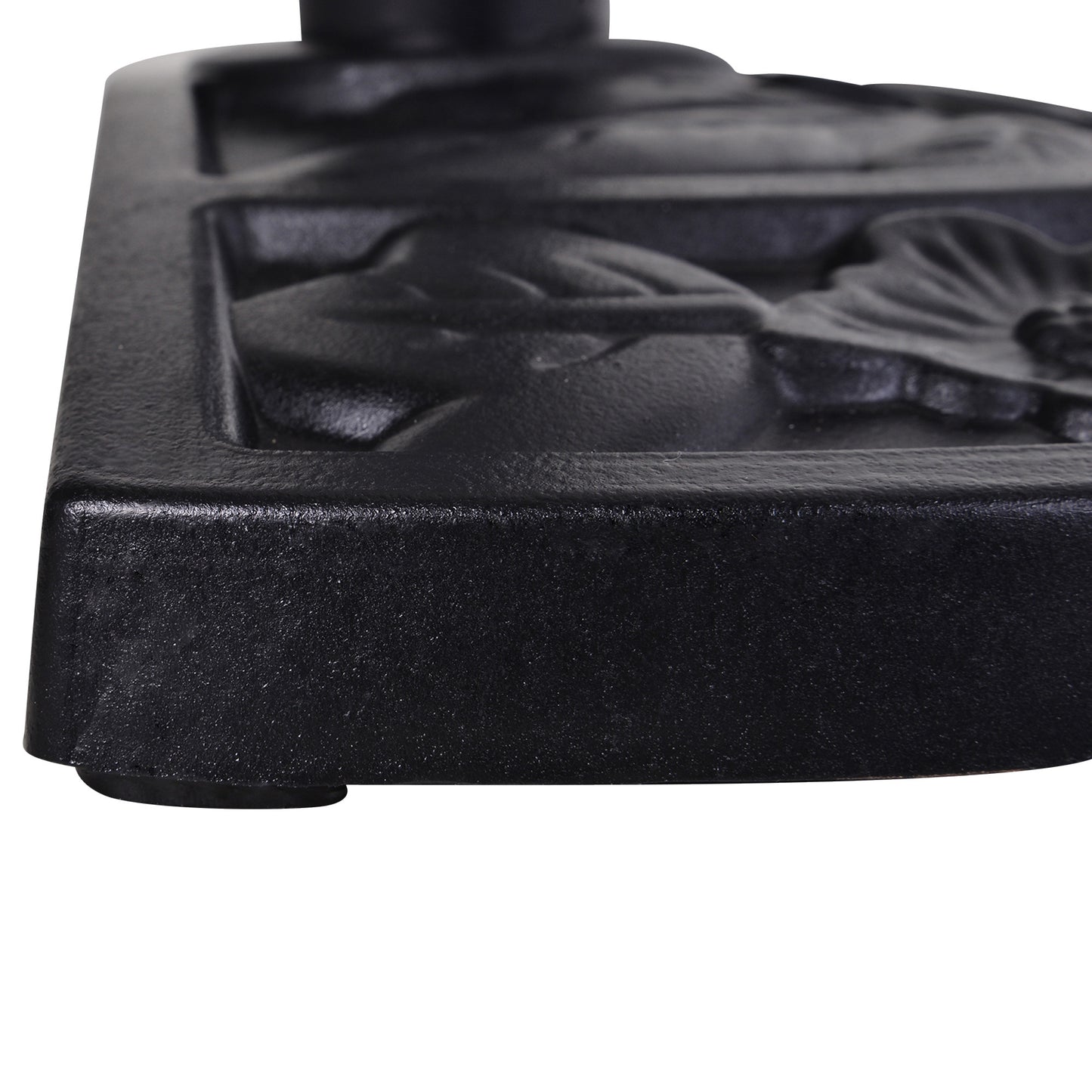 Outsunny 20lbs Half Round Patio Umbrella Base Outdoor Decorative Resin Parasol Stand Holder for Φ1.5", Φ1.9" Pole, for Lawn, Deck, Backyard, Garden, Black