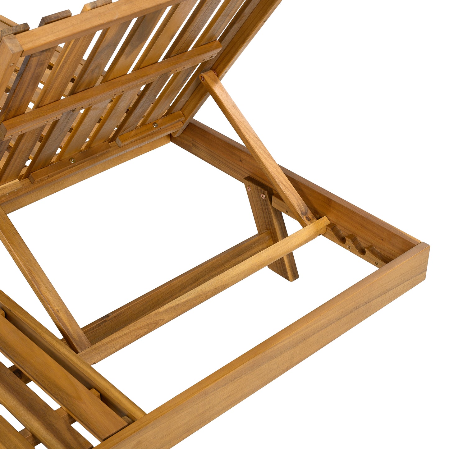 ACACIA WOOD ADJUSTABLE LOUNGE CHAIR, TEAK FINISH UNCUSHIONED PATIO CHAIR FOR BACKYARD POOL GARDEN