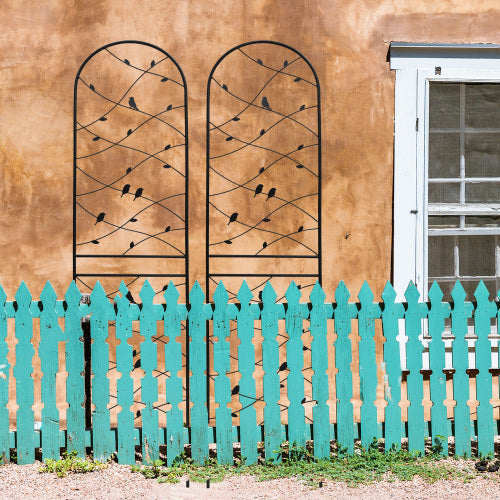 87 in. Black Outdoor Metal Garden Trellis Set of 4, Rustproof & Bird Decor, for Climbing Support Plants and Flower