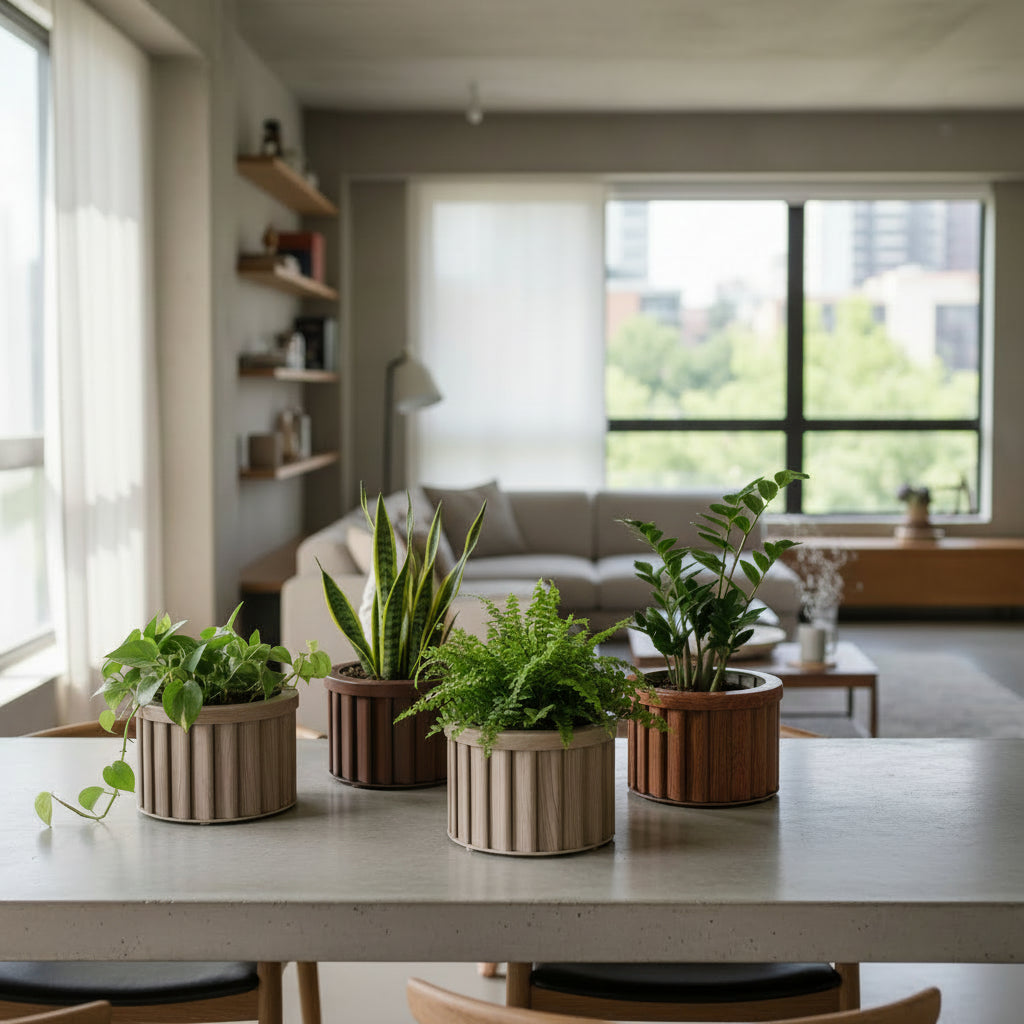 Round Strata Planter MD - Grey Brown