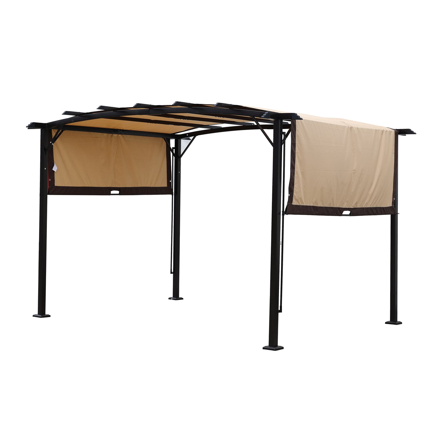 12 x 9 Ft Outdoor Pergola Patio Gazebo,Retractable Shade Canopy,Steel Frame Grape Gazebo,Sunshelter Pergola for Gardens,Terraces,Backyard-Beige Same as W419S00017