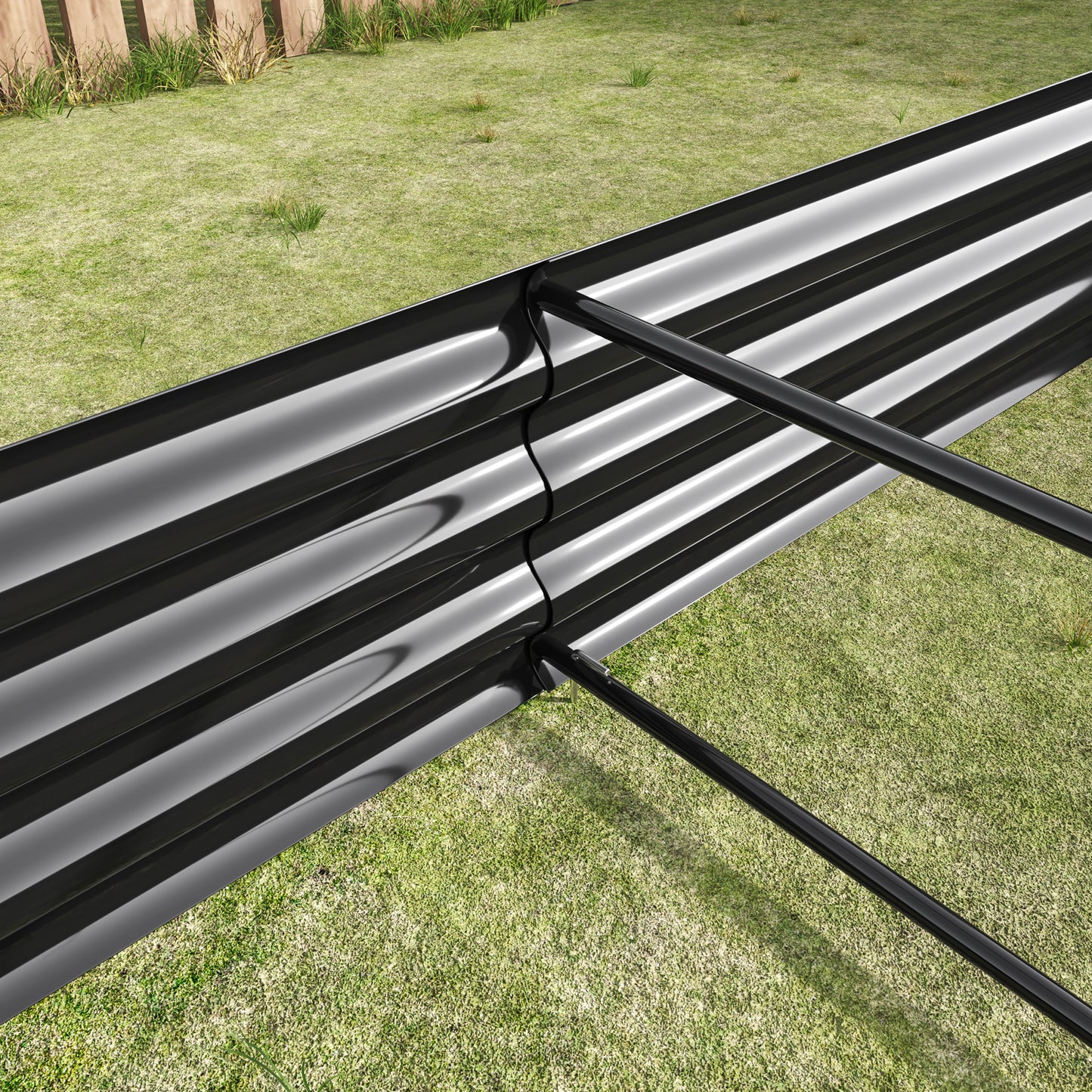 2PCS Black 8×4×1ft Metal Raised Rectangle Garden Planter Beds