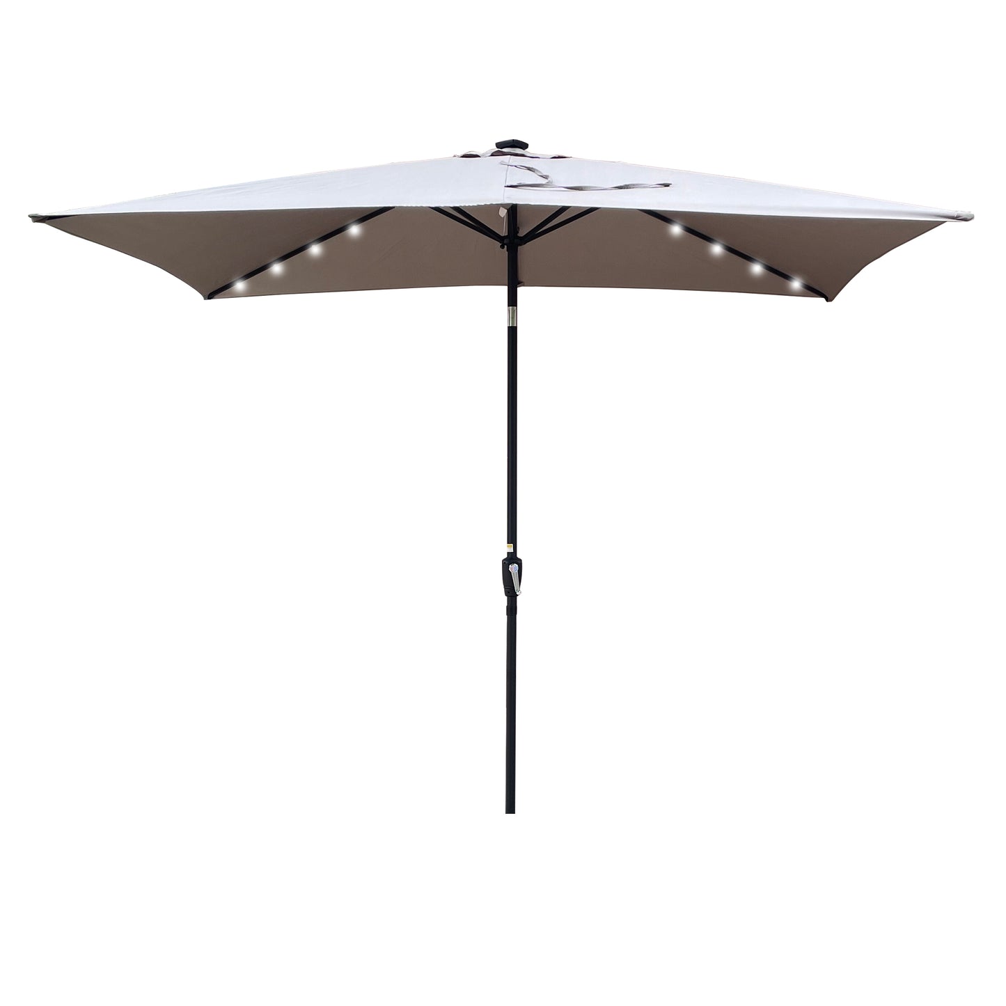 10 x 6.5t Rectangular Patio Solar LED Lighted Outdoor Umbrellas with Crank and Push Button Tilt for Garden Backyard Pool Swimming Pool