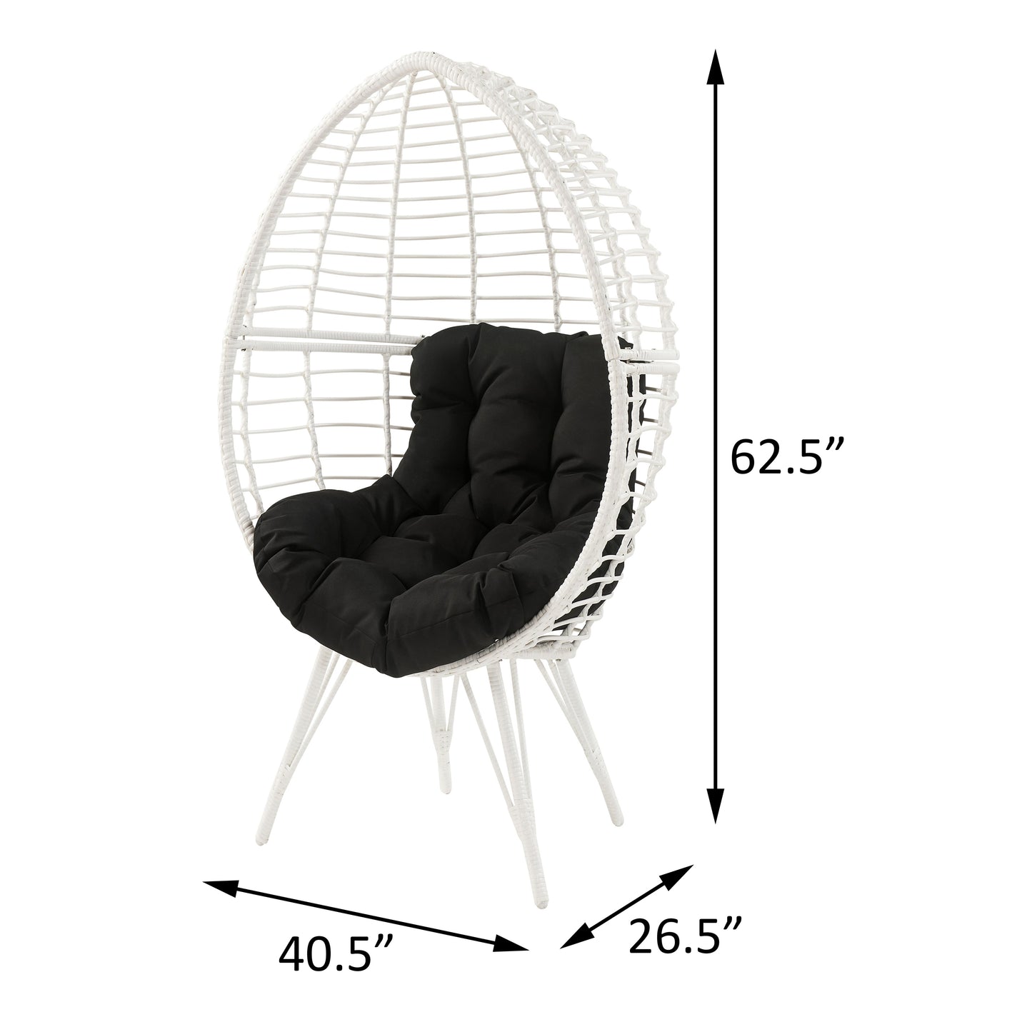 Black and White Patio Chair with Removable Cushion