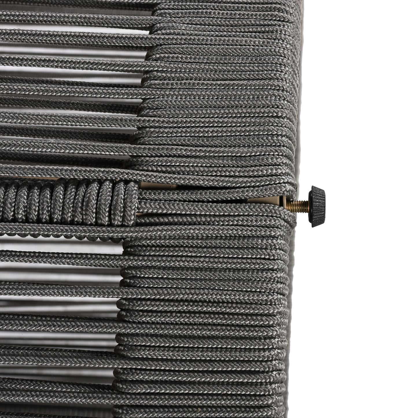 Outdoor Rattan rope & Acacia Wood Coffee Table - Patio Balcony Furniture for Garden, Yard, Balcony - Weather Resistant (Rope Grey, Natural Iron)