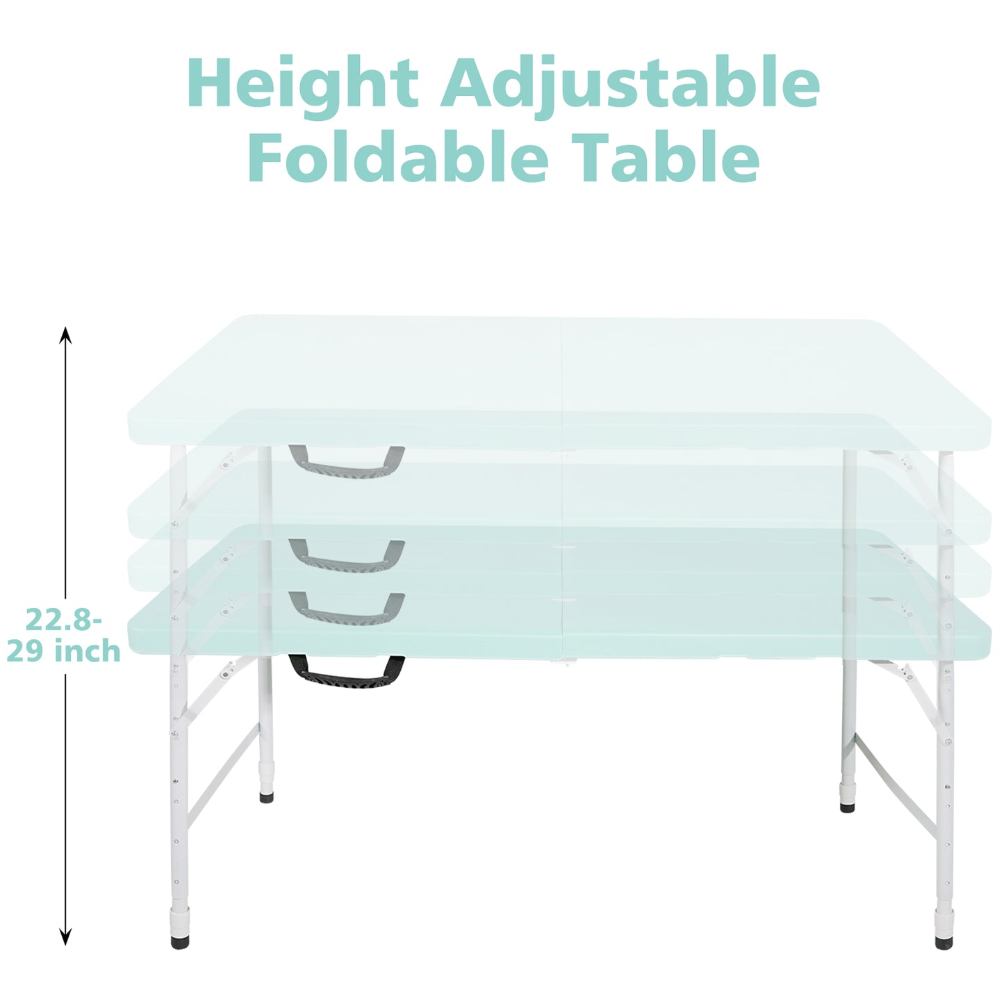 4ft Blue Portable Folding Table Indoor&Outdoor Maximum Weight 135KG Foldable Table for Camping