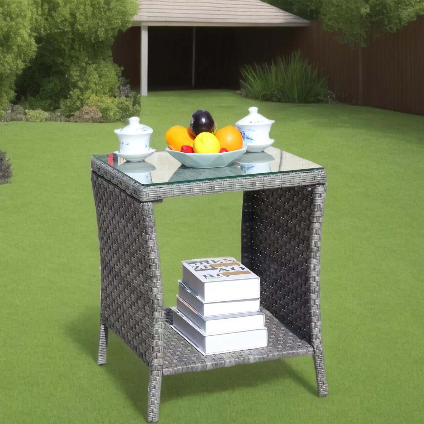Outdoor patio Furniture 1 Coffee Table with clear tempered glass