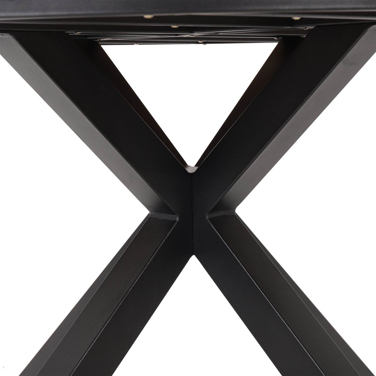 Outdoor Dining Table, Teak Acacia Wood Tabletop and Black Metal Leg