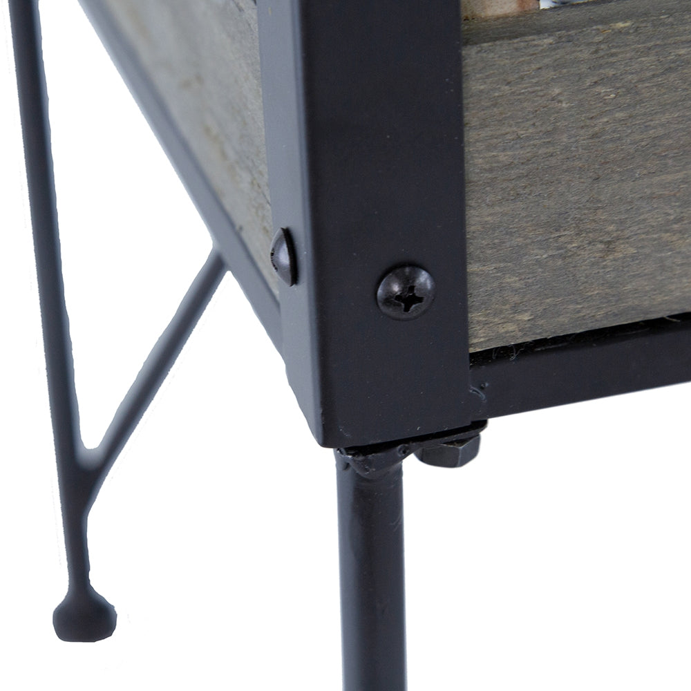 24.4x12.6x15.4" Rustic Black Trolley Cart Plant Stand, Planter