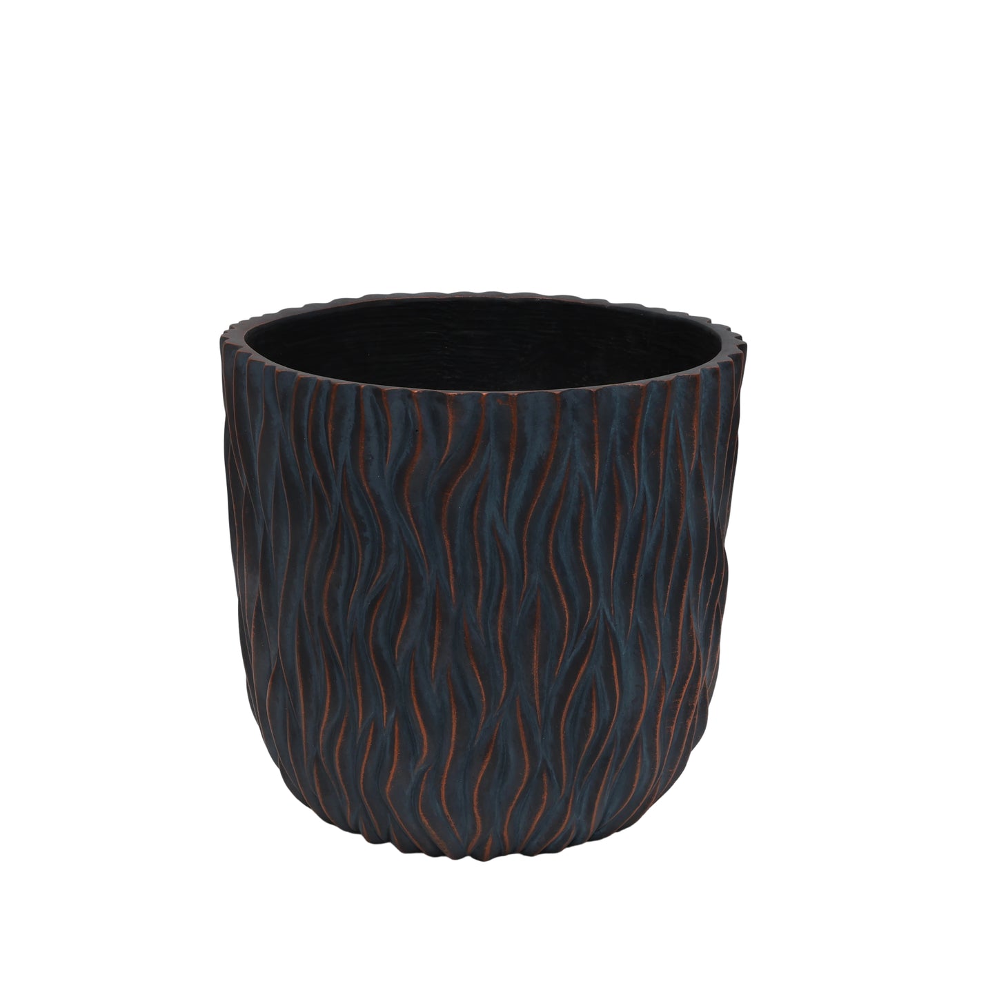 Large Round Planters Set of 2 (15.75"x14.96" & 12.2" x13.39'') - Lightweight Magnesium Oxide Plant Pot with Texture -Concrete Planter Pots with Drainage Hole – Indoor & Outdoor Use