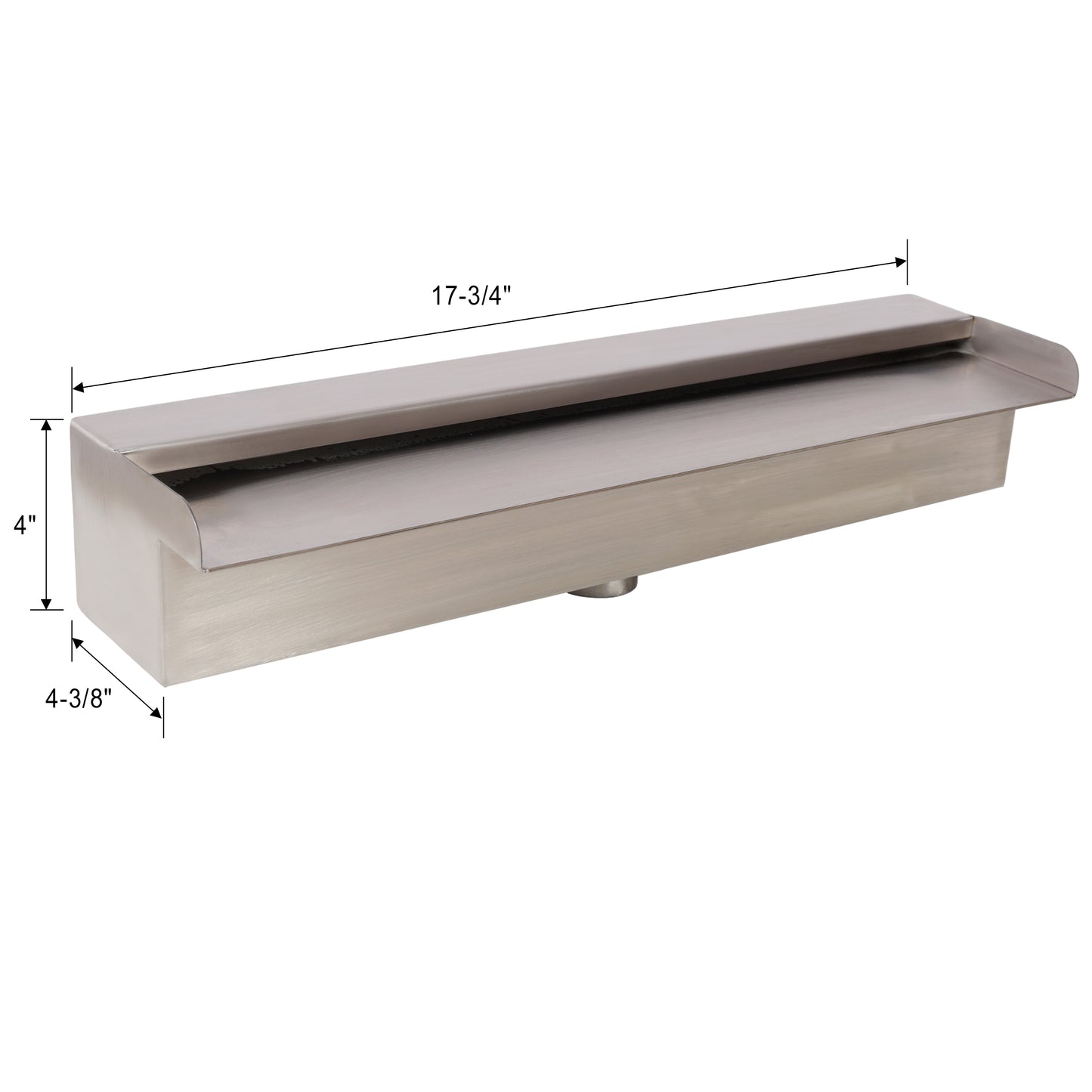 Pool Fountain, Spillway for Swimming Pool Decoration Sheer Descent, Waterfall Fountain for Outdoor Garden Pond, Stainless Steel 17.7"