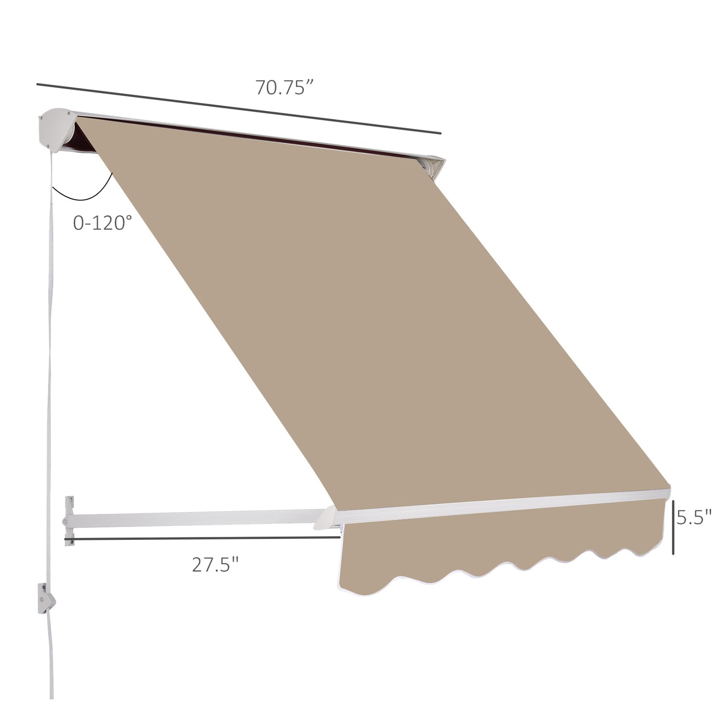 Window Awning Arm Manual Retractable Window Awning Sun Shade Shelter for Patio Balcony Outdoor