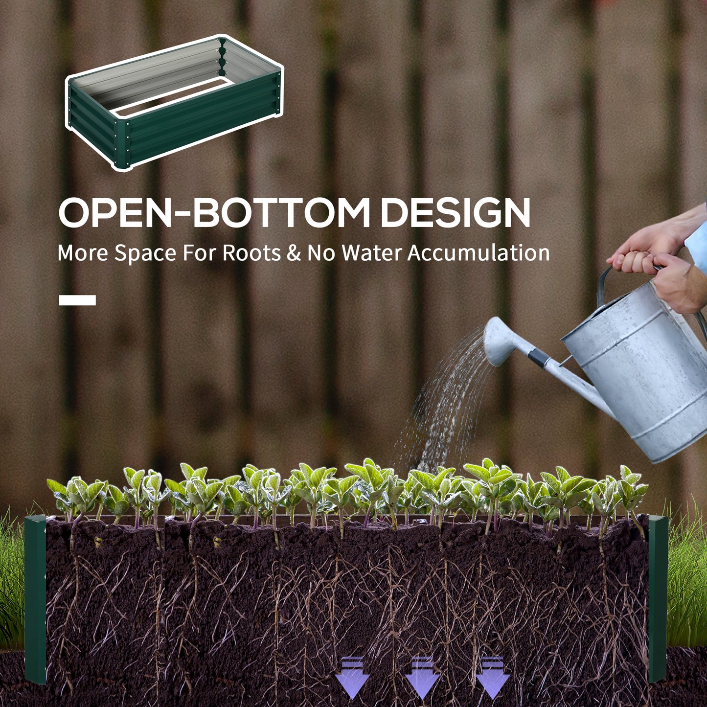 Metal Planter Box,Galvanized Raised Garden Bed,for Growing Vegetables,Flowers,Herbs,Succulents