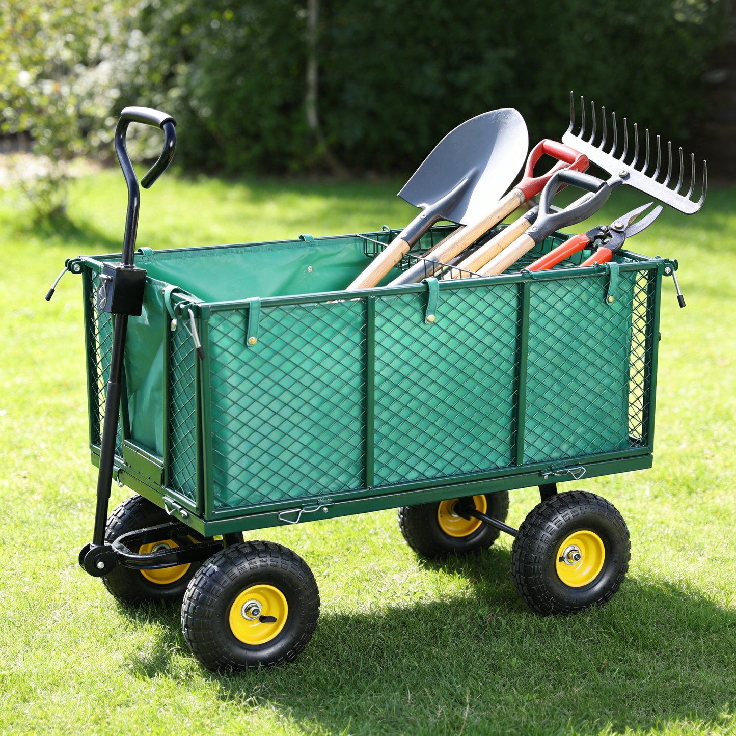 Flower Cart Garden Flower Cart is easier to transport firewood (green+cloth bag)
