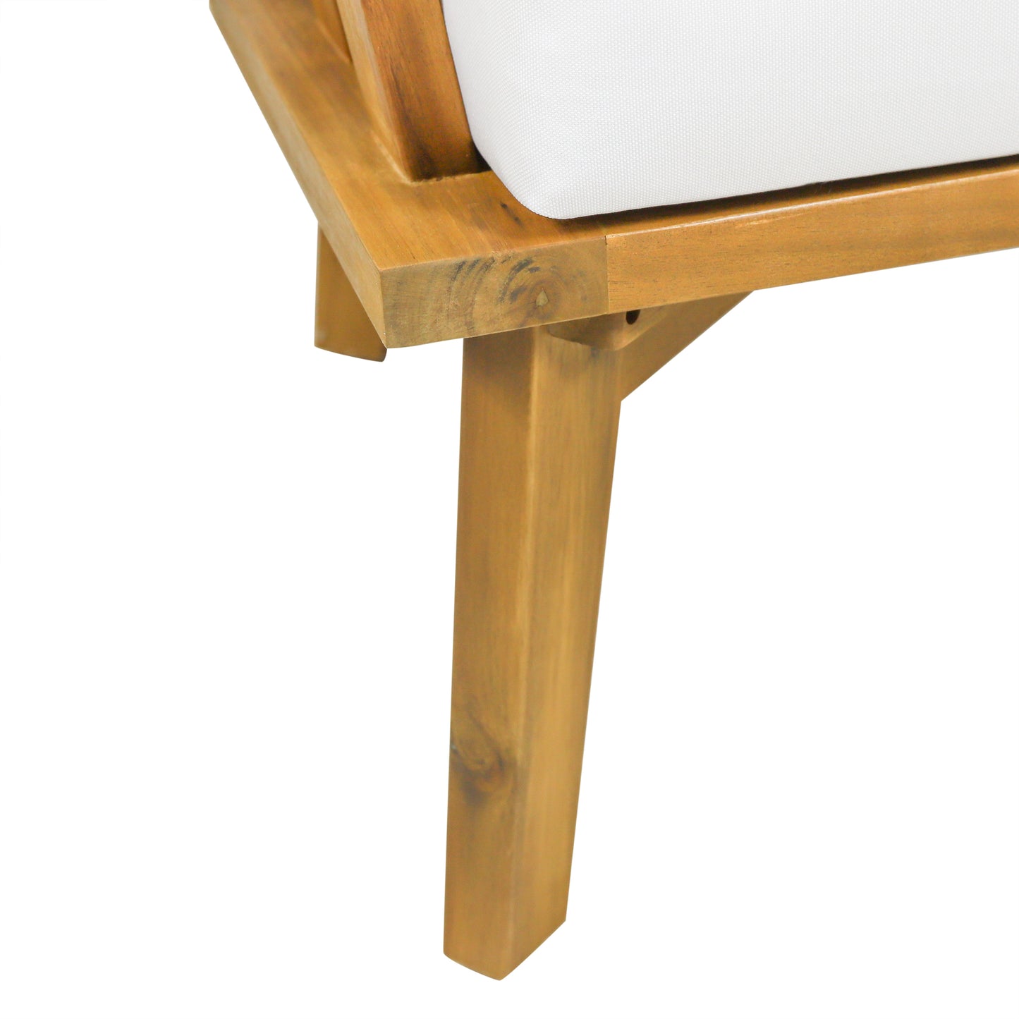 Set of 2, Outdoor Acacia Wood Patio Club Chair, Wooden Patio Furniture,Waterproof Thick Cushion Deep Seating for Porch, Garden, Backyard, Balcony, Weight Capacity 400lbs, Teak Finish, White