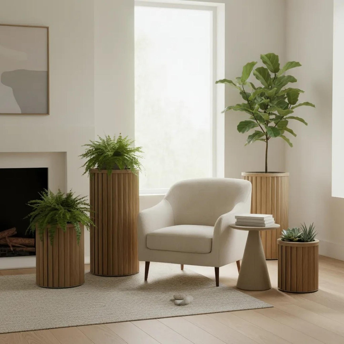 Round Strata Column Planter SM - Medium Brown