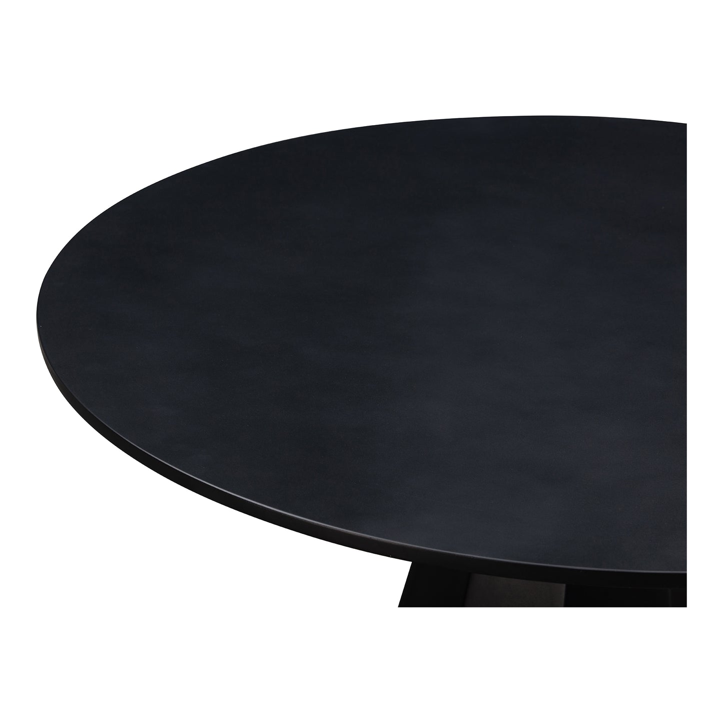 Outdoor Dining Table for 4, Round Concrete Top, Geometric Base, Black