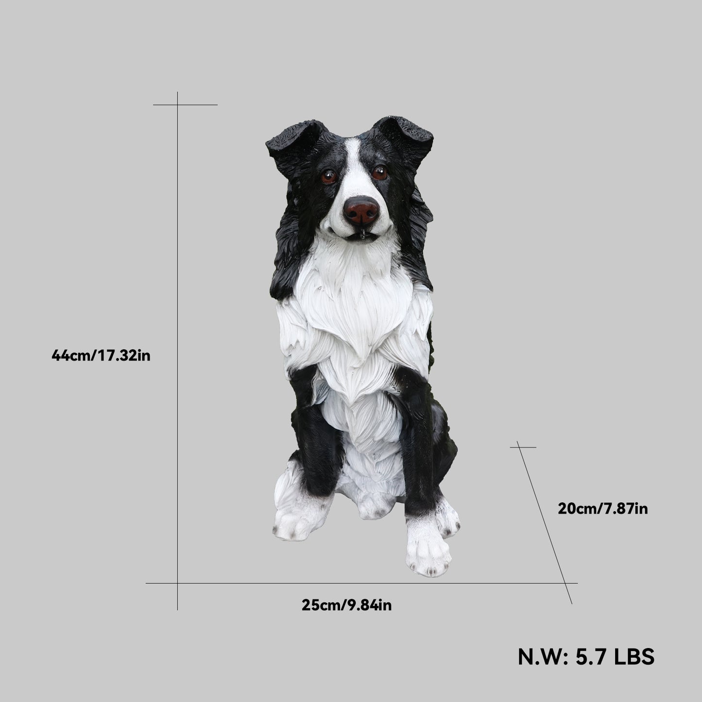 Outdoor Garden Border Collie Dog Statue Greeter Dog Welcome Sign Garden Decor – Cute Puppy Sculpture