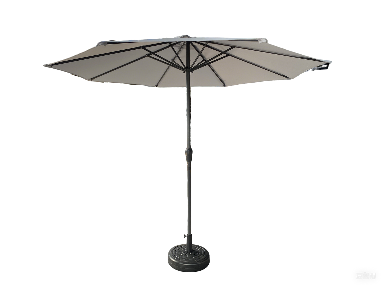 9' Outdoor Patio Aluminum Umbrella, Outdoor Table Umbrella,Market Umbrella with 8 Sturdy Ribs, UV 50+ Protection, Crank Perfect for Patio, Beach, Garden - Gray without base