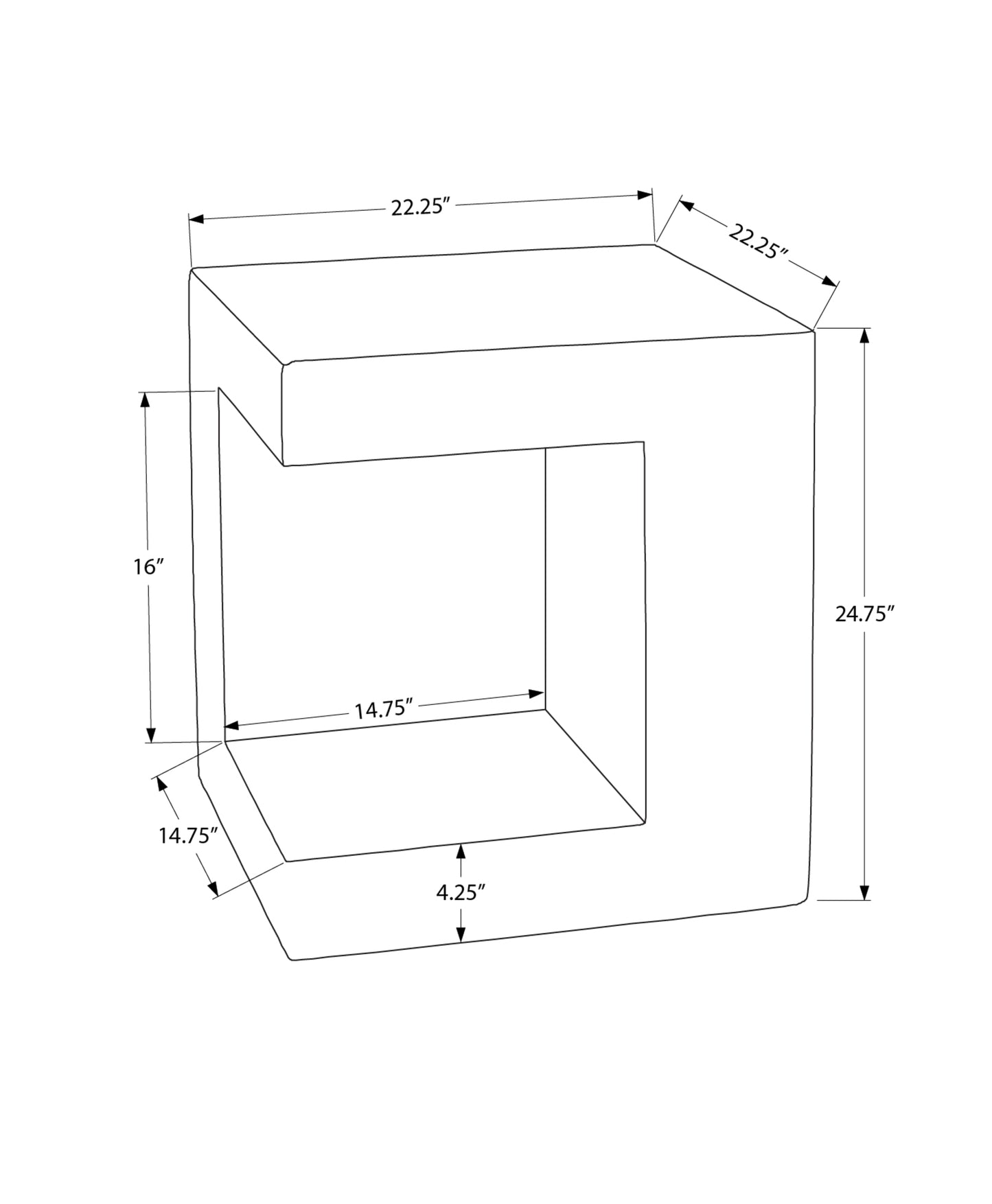 Accent Table, 25"h, Indoor Or Outdoor, Side Table, Nightstand, End, Square, Bedroom, Living Room, Grey, Contemporary, Modern