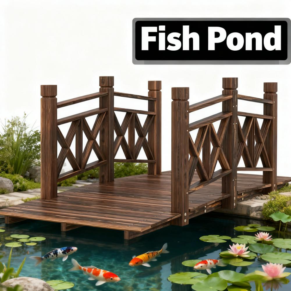 Garden Bridge,Wooden Garden Bridge Footbridge for Backyard Ponds, Creeks, Streams