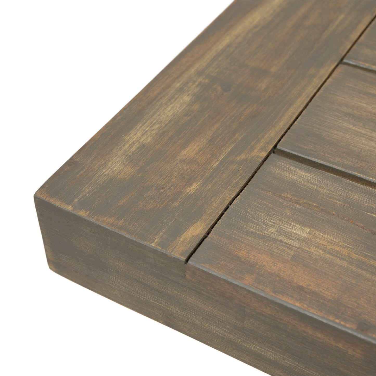 Outdoor Acacia Wood Patio Bench,Grey/Rustic Metal