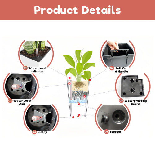 30 in. White Plastic Rectangle Outdoor Planter Self-Watering Drainage Holes and Inner Trays (1-Pack)