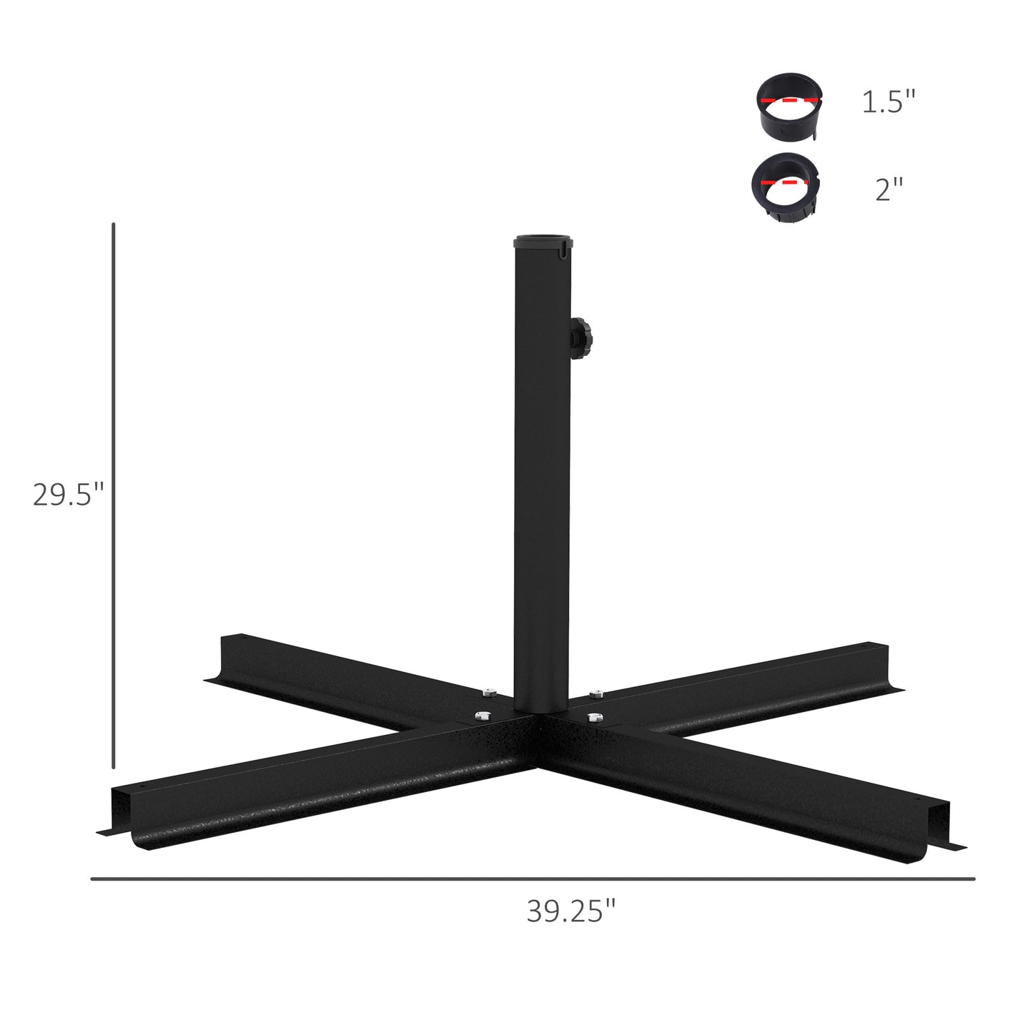 Outsunny Outdoor Universal Cross Brace Stand for Small Offset Umbrella or Large Market Umbrella, Cross Umbrella Base for Patio Umbrella, Black