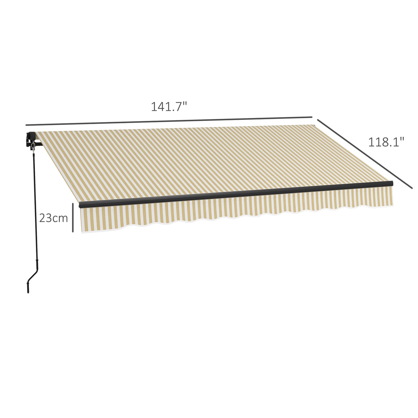 Outsunny 12' x 10' Retractable Awning, Patio Awning Sunshade Shelter with Manual Crank Handle, 280gsm UV Resistant Fabric and Aluminum Frame for Deck, Balcony, Yard, Beige and White