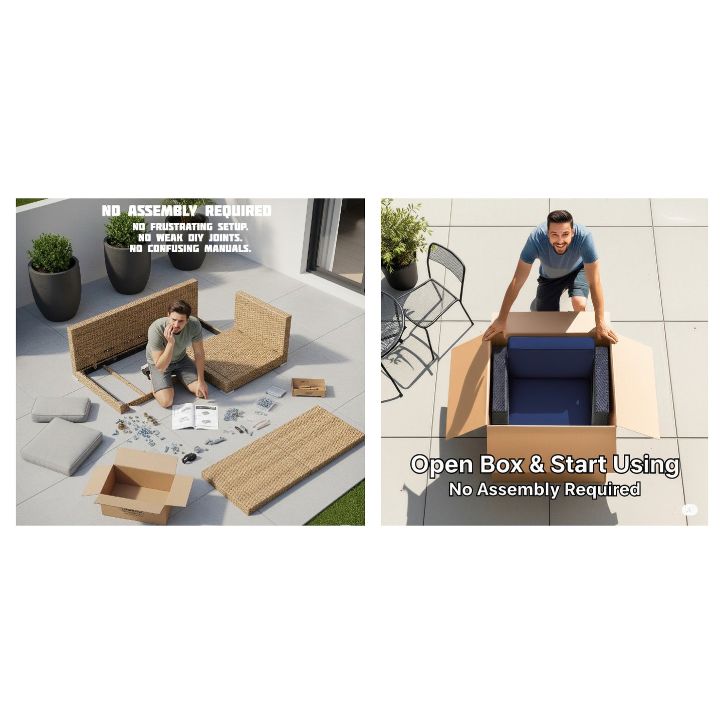 Fully Assembled Patio Chair with Cushions 2