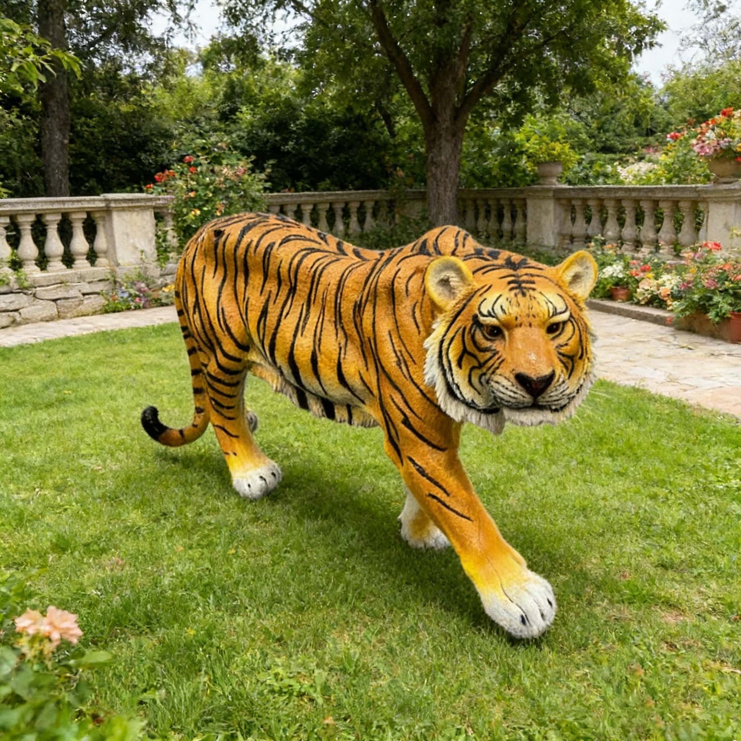 15.75" H x 33.46" L x 7.87" W Simulated Tiger Resin Garden Statue, Indoor & Outdoor Decorative Ornament, Lawn & Courtyard Art Craft, Unique Gift for Home & Yard