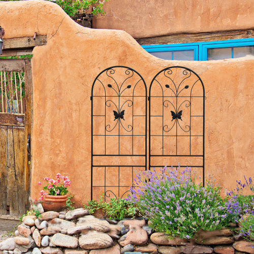 86.7 in. Metal Garden Trellis, Outdoor Flower Support, Rustproof Trellis for Climbing Plants, Black (4-Pack)