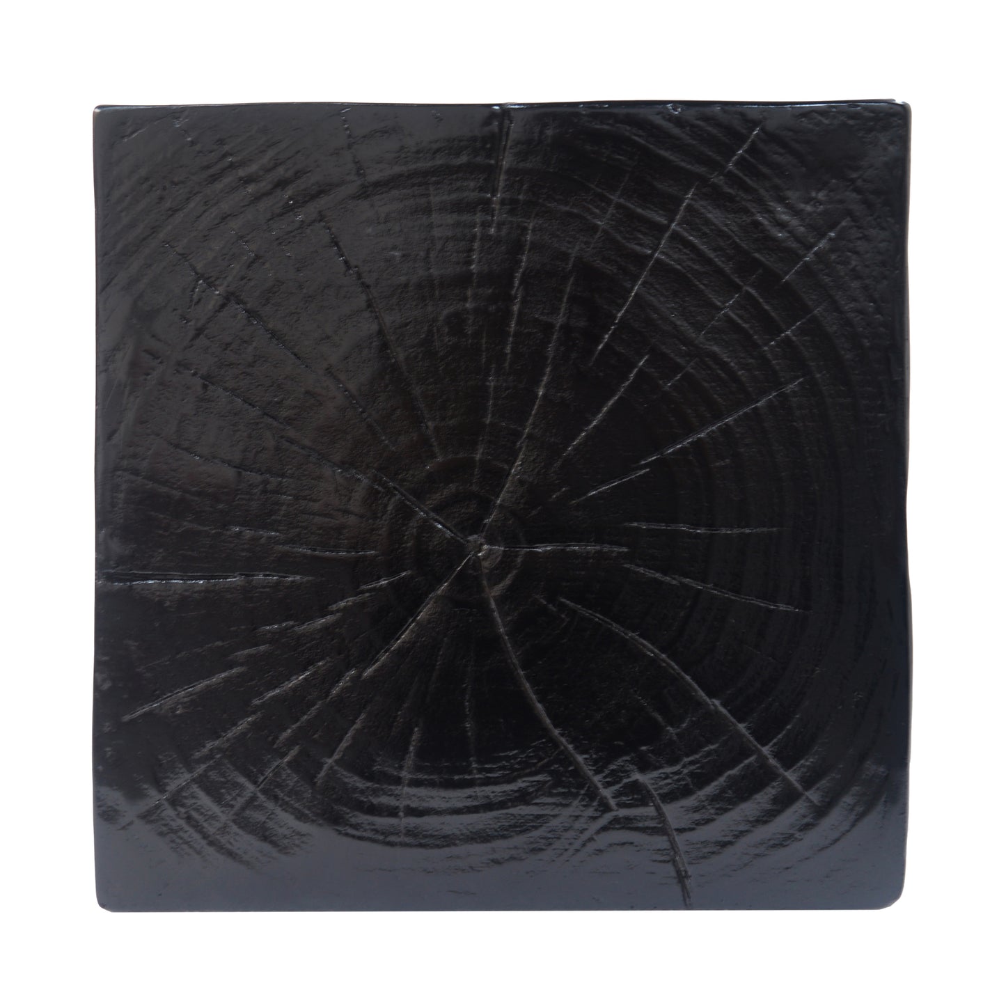 Wood-Look Square-Column MGO End Table, H18",Wood-Like Distressed Finish, Mix with Different Heights, Indoor Outdoor Use,Black Color
