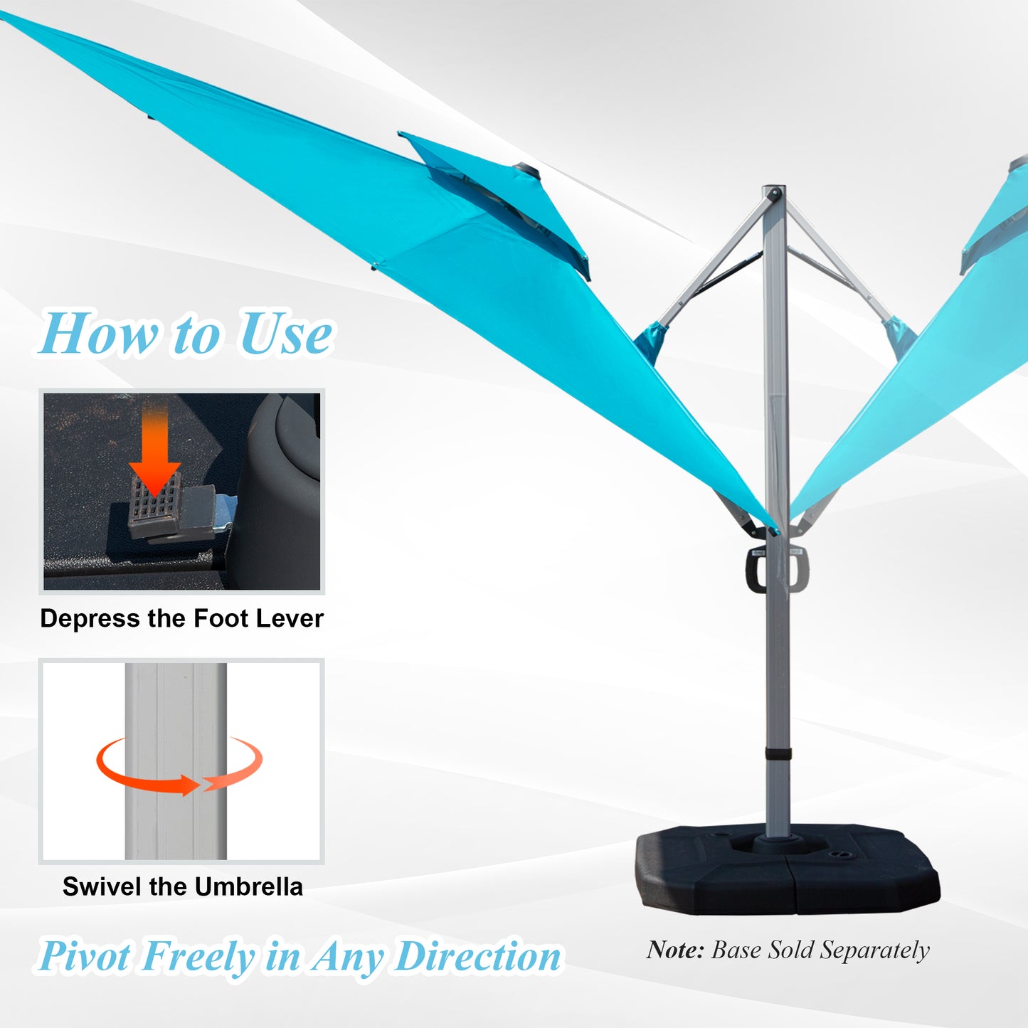 9'x 11' Rectangle Cantilever Umbrella with Center Pole, Lake Blue (Base Not Included)