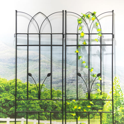 71 in. H 4-Pack Black Metal Garden Trellis Outdoor Rustproof Trellis for Climbing Plants