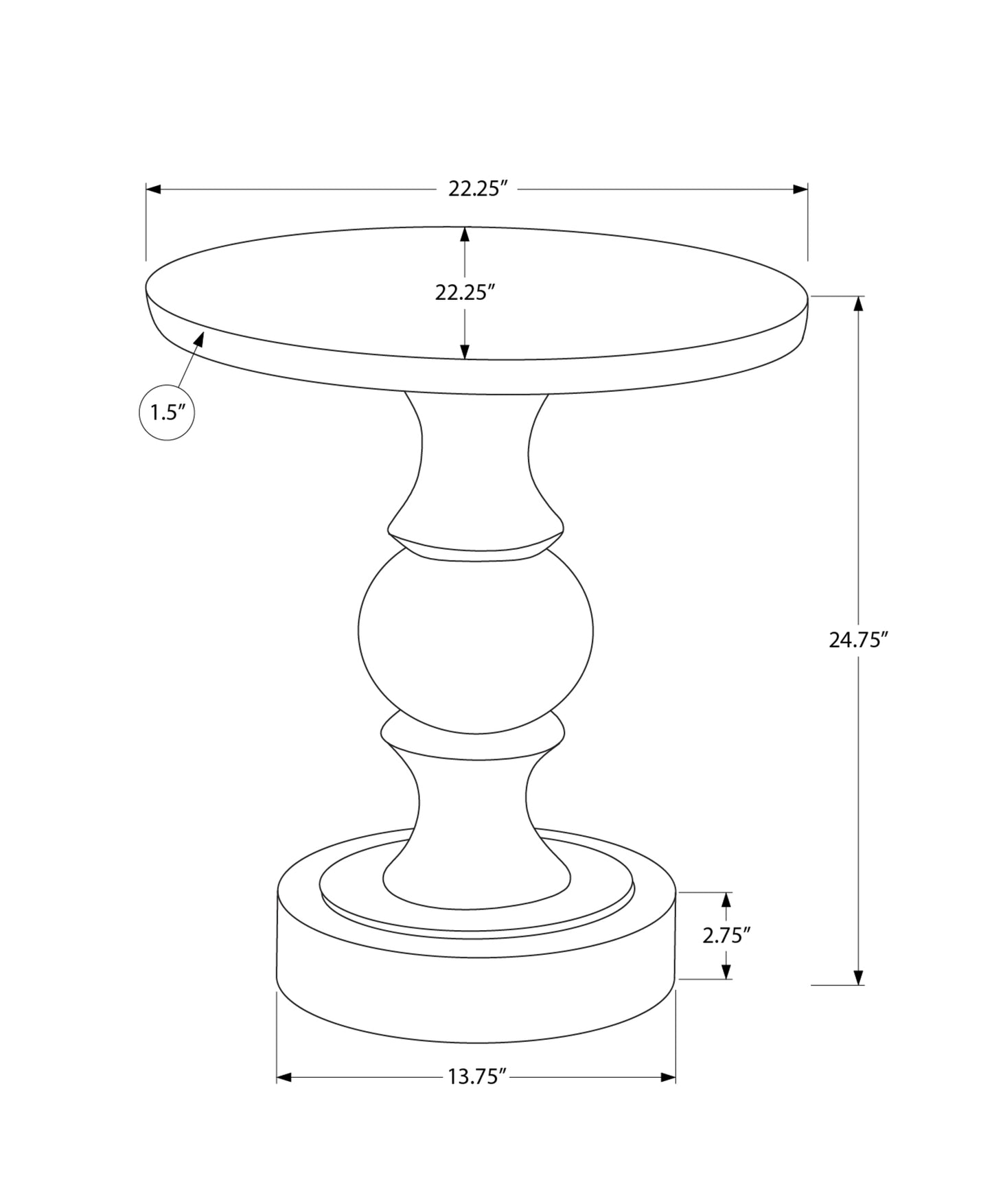 Accent Table, 25"h, Indoor Or Outdoor, Bedroom, End, Living Room, Nightstand, Round, Side Table, Grey, Transitional
