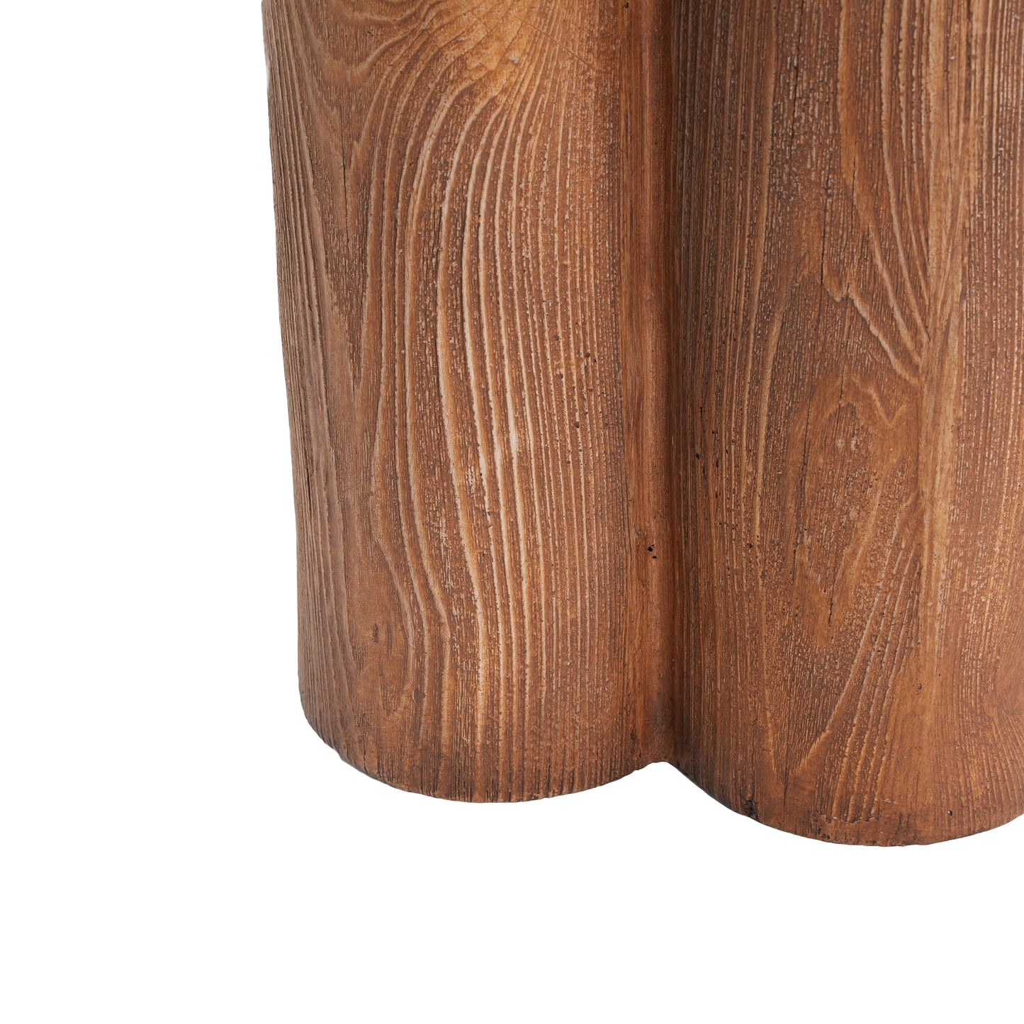 Iris Outdoor Patio Three-Legged Wood-Grain Round MGO Side Table, Brown