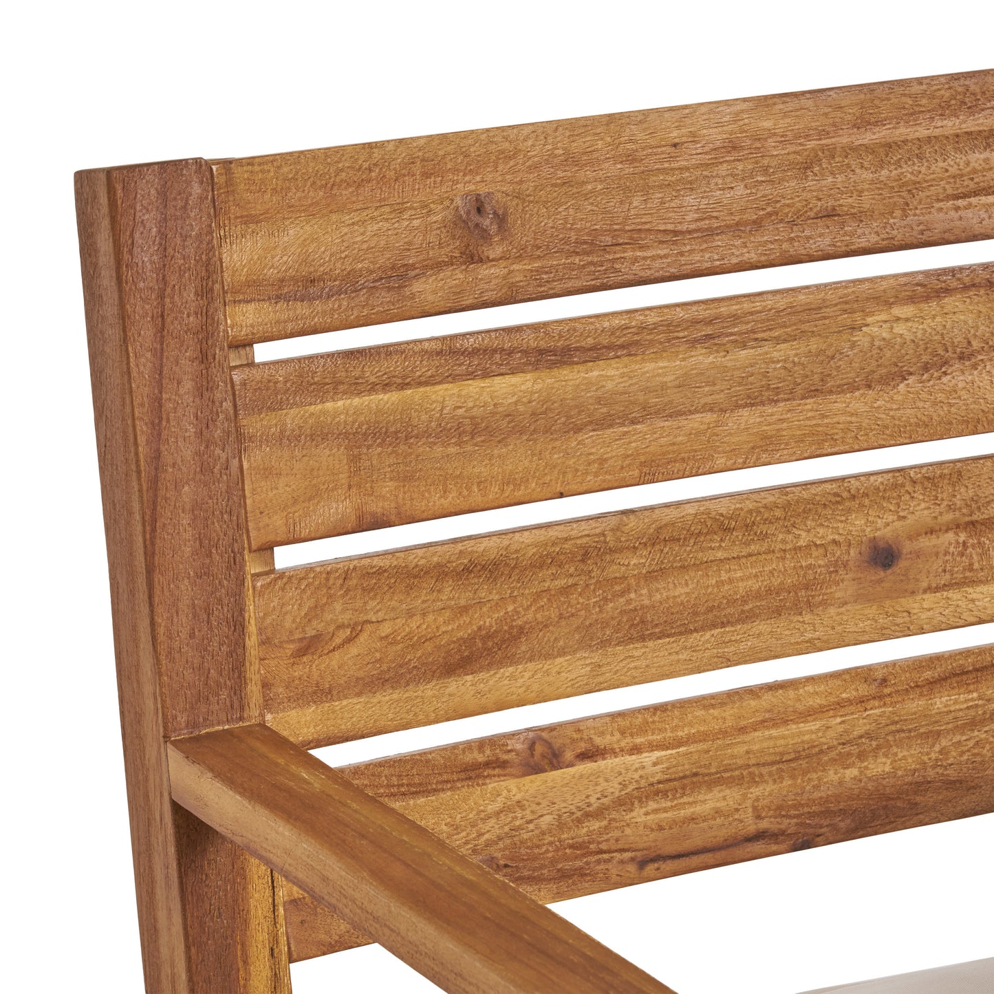 Outdoor Dining Chair Set of 2,Sandblast Natural Stained With Beige Cushion