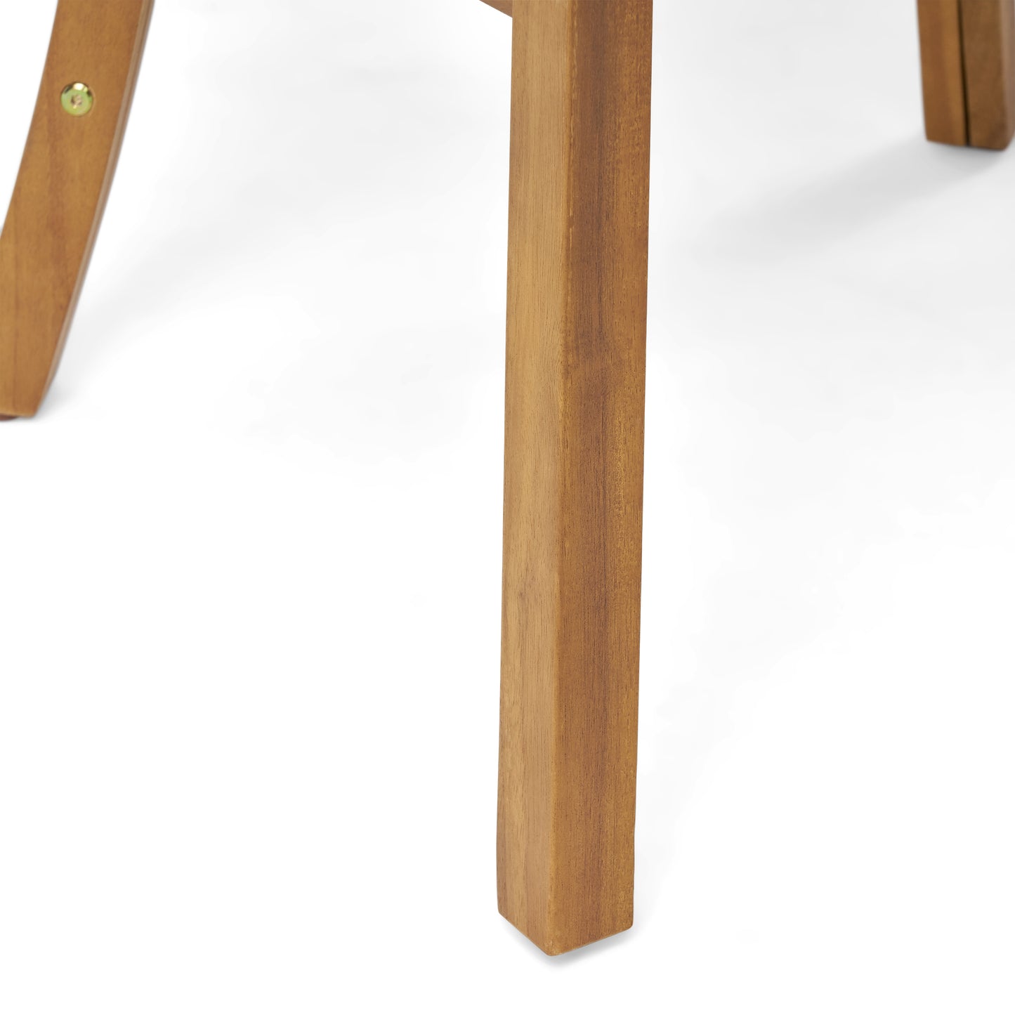 Outdoor Wooden Dining Chairs With Cushions, Set of 2, Cream, Teak Finish
