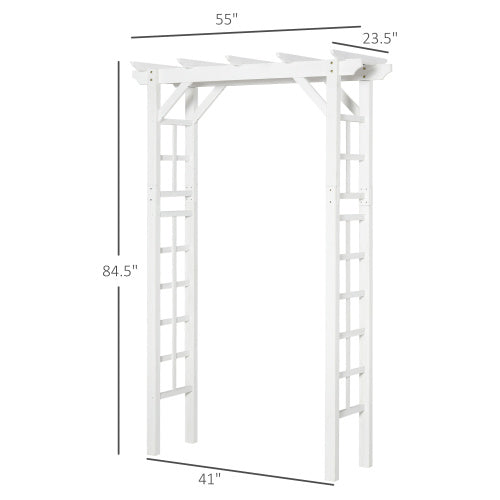 White 84.50 in. x 23.50 in. Wooden Garden Arbor Wedding and Ceremony Outdoor Garden Arch Trellis for Climbing Vines