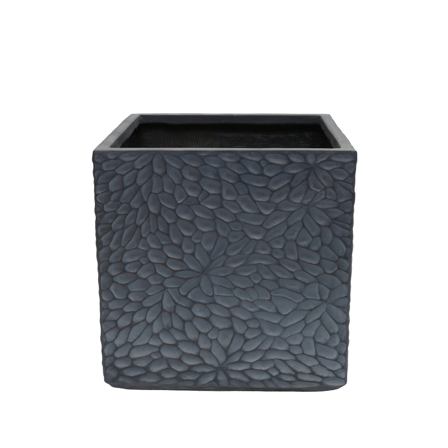 Large Outdoor Indoor Planter, 16.9"+14.37"+11.6" +9.25''Dia Square Magnesium Oxide Planter Set of 4, Flower Pots with Drainage Holes, Modern Design, Grey Color Planter for Home Garden Patio