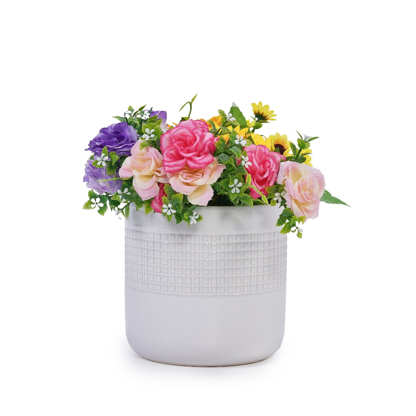 Handmade White Ceramic Planter Set of 3 (5.51" to 9.65"), Indoor & Outdoor Flower Pots for Succulents, Herbs by Window, Couchside - Breathable Textured Clay