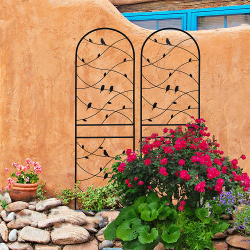 4 Pack Metal Garden Trellis 71" Tall Outdoor Climbing Plant Support for Roses, Flowers, Rustproof Durable Black Galvanized Tube, Lawn Garden Fence Decor Screen