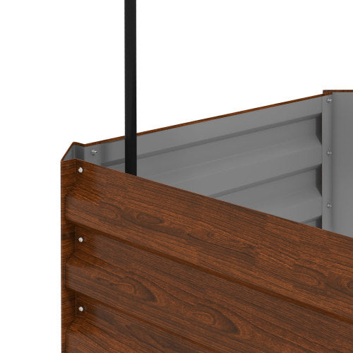 73 .5 in. x 24 in. Outdoor Planter Box with Trellis Galvanized Raised Garden Bed Open Bottom for Climbing Plants, Brown