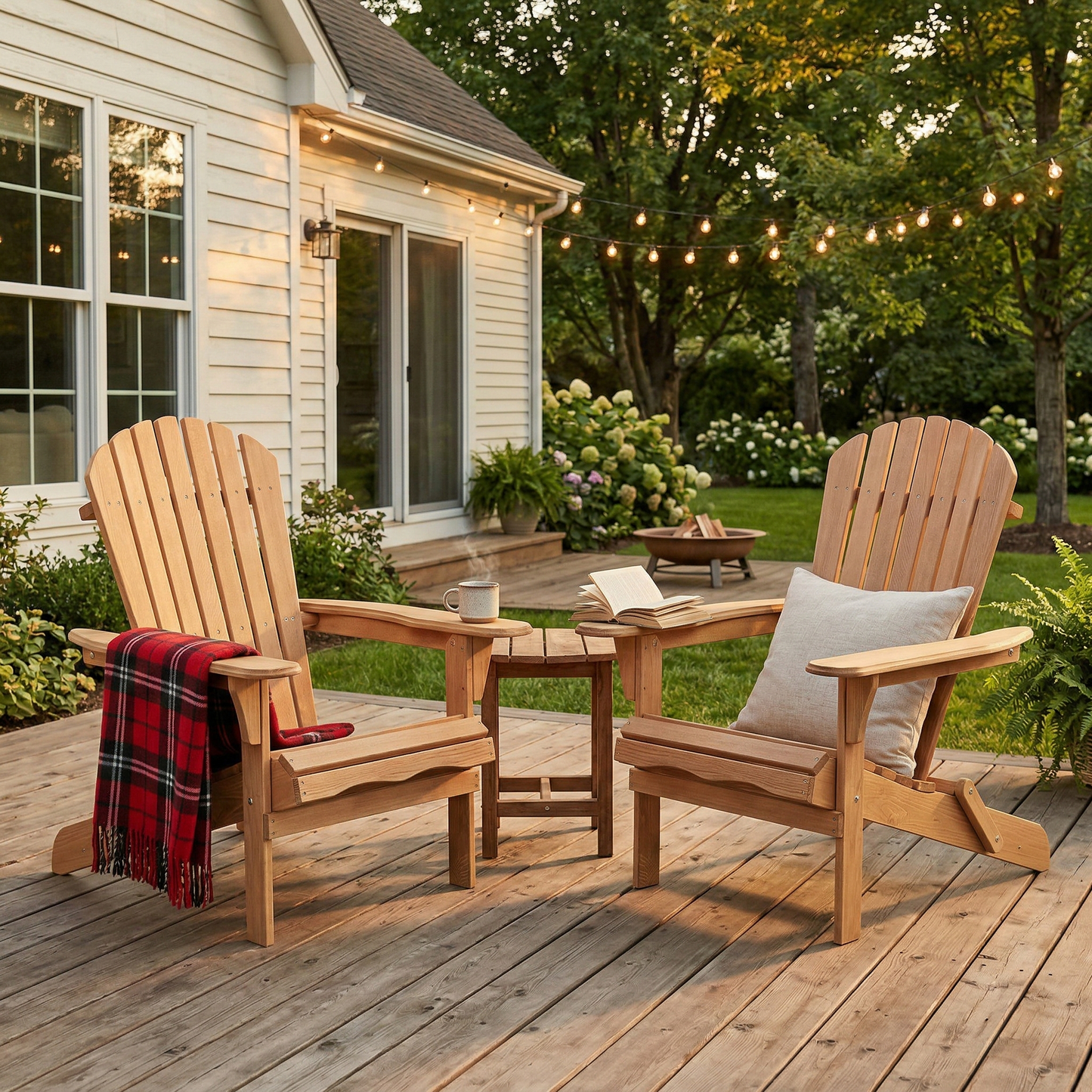 Wooden Outdoor Folding Adirondack Chair Set of 2 Wood Lounge Patio Chair for Garden,Garden, Lawn, Backyard, Deck, Pool Side, Fire Pit,Half Assembled,