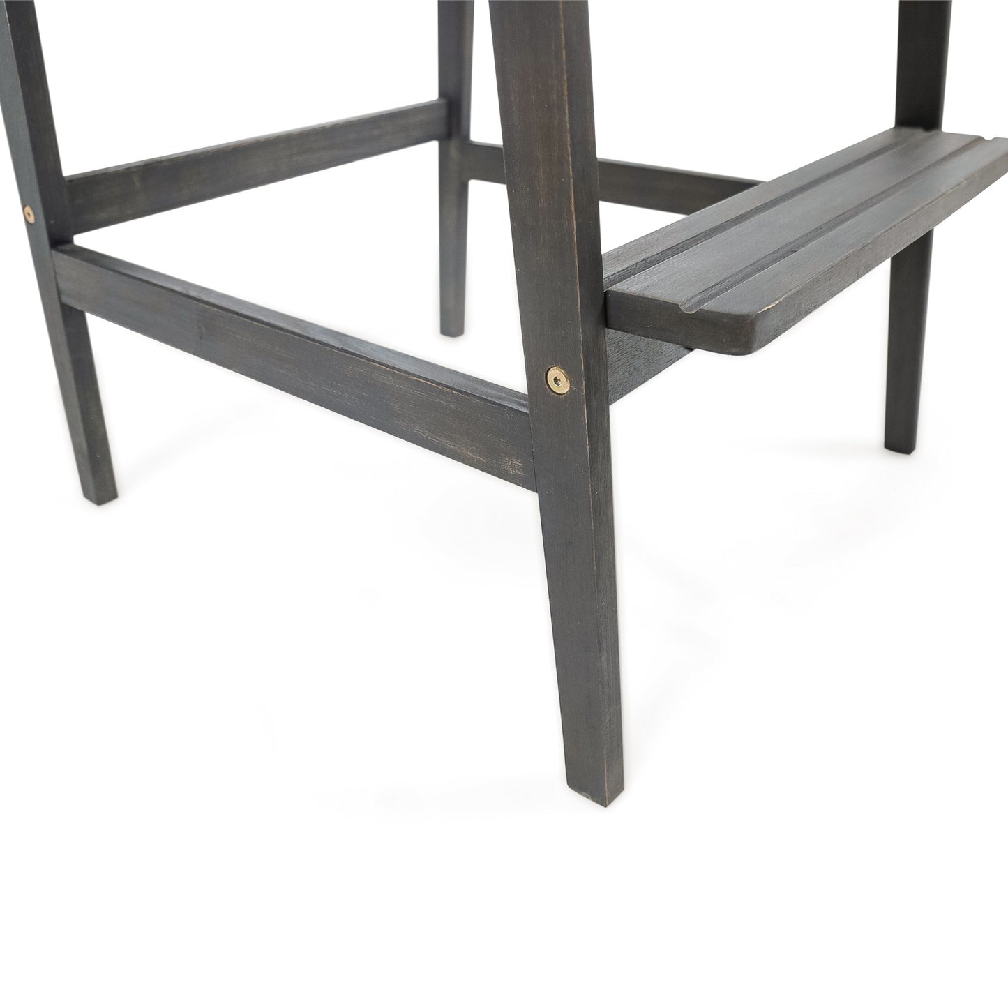 Outdoor Acacia Wood Adirondack Barstools, Set of 2, Dark Gray