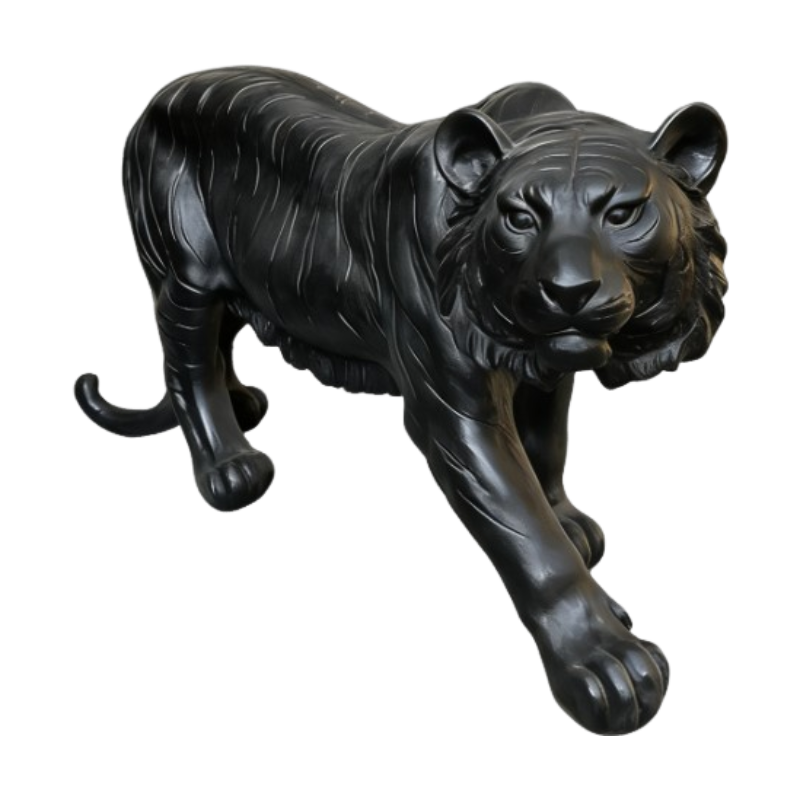15.75" H x 33.46" L x 7.87" W Simulated Black Tiger Resin Garden Statue, Indoor & Outdoor Decorative Ornament, Lawn & Courtyard Art Craft, Unique Gift for Home & Garden