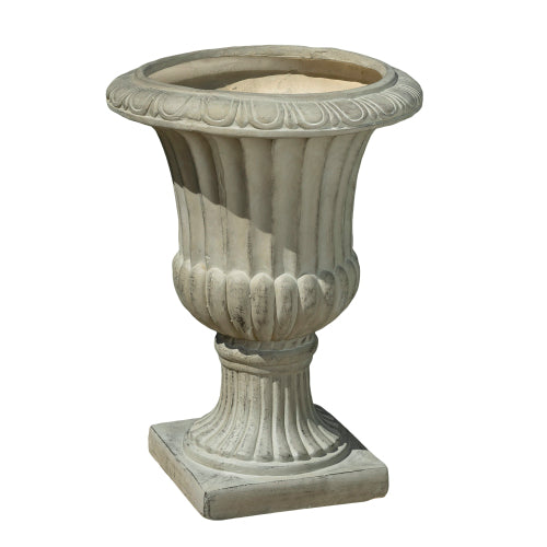 19.7 in. W x 26 in. H Round Antique White Concrete Stone Urn Planter for Indoor and Outdoor