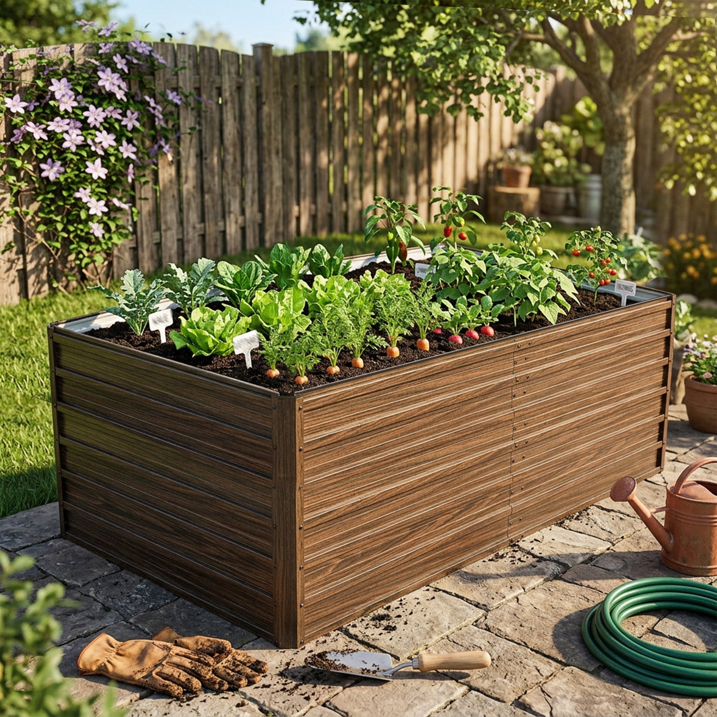 74.6"x35.4"x25" Raised Garden Bed Kit, Metal Elevated Planter Box, Open Drainage Base, 4 Reinforcing Rods, Rustproof Steel with Safety Edging – Easy Assembly for Vegetables, Flowers, Herbs